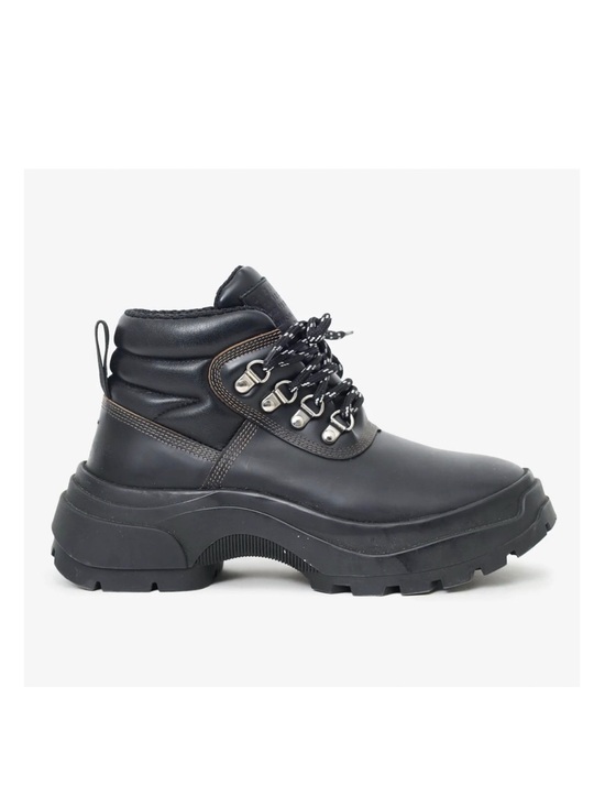 Maison Martin Margiela Shoes - Maison Margiela Black Lug Sole Leather Hiking Boots Size 37